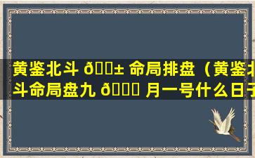 黄鉴北斗 🐱 命局排盘（黄鉴北斗命局盘九 🐟 月一号什么日子）